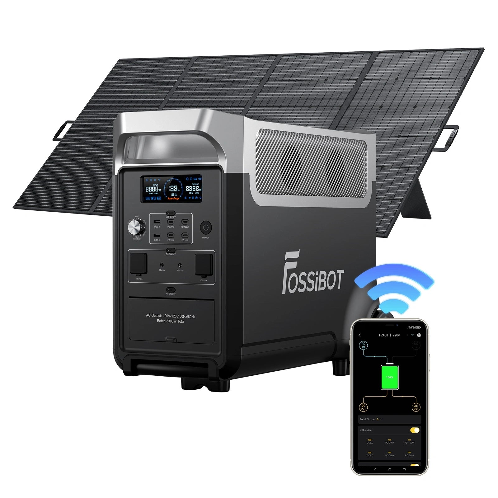 【美品】FOSSiBOT F3600 Pro 拡張電源 FOSSiBOT F3600 Pro + 420W Portable Solar Panel | Solar Generator