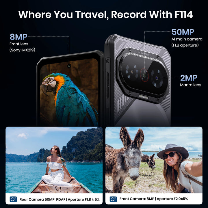 Crystal 114 Rugged FOSSIBOT F114 Rugged Phone – Android 15, 16GB+128GB, 50MP Camera, 5000 ...