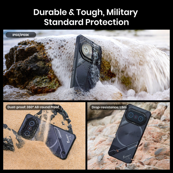 Crystal 114 Rugged FOSSIBOT F114 Rugged Phone – Android 15, 16GB+128GB, 50MP Camera, 5000 ...